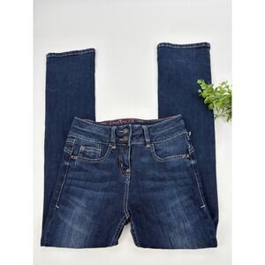 Next Uk Enhancer Bootcut Slimming Stretch Jeans Mid-Rise‎ Dark Blue Size 0